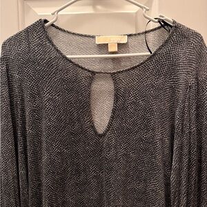 Michael Kors Black and Gray Textured Blouse